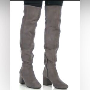 Cole Haan Elnora Over the Knee Grey Suede Boots